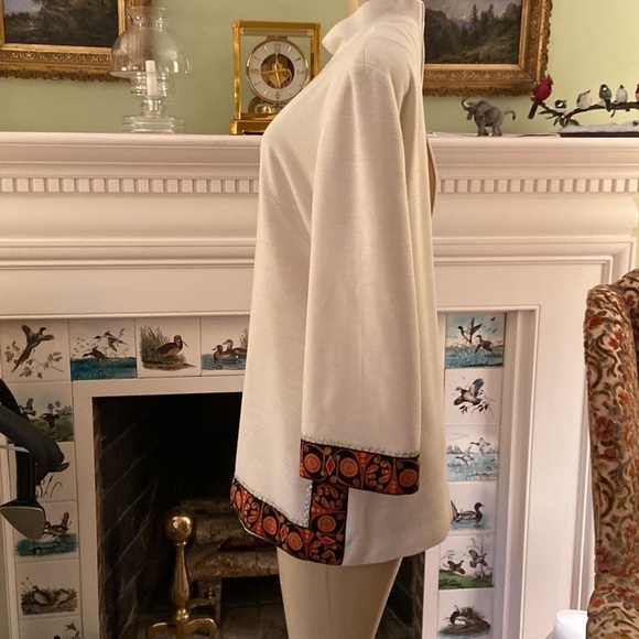 VINTAGE Designer Karla Drabsch 1960s tunic has tapestry trim and is fully lined. - Picture 9 of 14